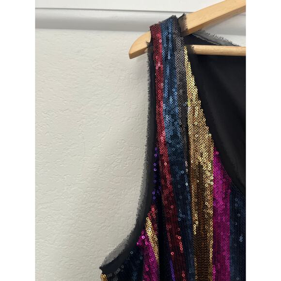 NWT Rachel Roy Sequin Striped Mini Dress Size 22W Y2K Party Cocktail Rainbow - Picture 10 of 16